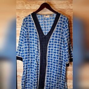 Beaches & Boho Blue Patterned Swimsuit Coverup - Medium